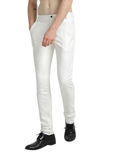 Oanviso Lederhose Herren PU Leder Bikerhose Kunstleder Hosen Slim Fit Lange Hosen Bleistift Hose Bühnenshow Motorrad Lederhose Weich Einfarbig Pants Punk Leder Hosen Mode Herrenhosen A Weiß 3XL Oanviso Lederhose Herren PU Leder Bikerhose Kunstleder Hosen Slim Fit Lange Hosen Bleistift Hose Bühnenshow Motorrad Lederhose Weich Einfarbig Pants Punk Leder Hosen Mode Herrenhosen A Weiß 3XL von Oanviso