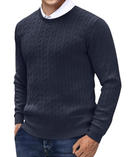Oanviso Pullover Herren Strickpullover mit Rundhalsausschnitt Feinstrick Sweater Langarm Elegant Herbst Pulli Einfarbig Pullover Slim Fit für Männer C Dunkelblau XS Oanviso Pullover Herren Strickpullover mit Rundhalsausschnitt Feinstrick Sweater Langarm Elegant Herbst Pulli Einfarbig Pullover Slim Fit für Männer C Dunkelblau XS von Oanviso