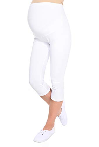 Oasi Mija Gute Qualität Umstandsleggings für Schwangere Capri 3/4 Leggings/Hose 3082 (XXL, Weiß) von Oasi