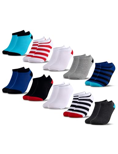 Occulto Jungen & Mädchen Sneaker Socken 10er Pack (Modell: Mikl) Blau Rot 27-30 von Occulto