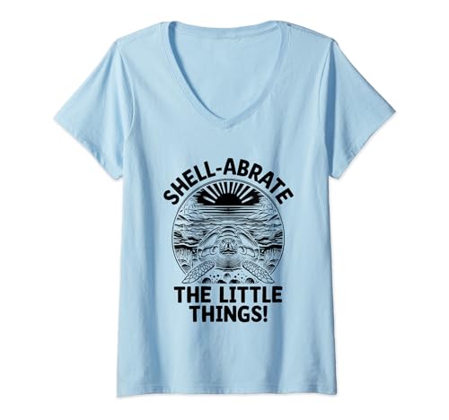 Damen Shell Abrate The Little Things Meeresschildkröte Strandschildkröten T-Shirt mit V-Ausschnitt von Ocean Animal Turtles Sea Turtle Lover Gifts