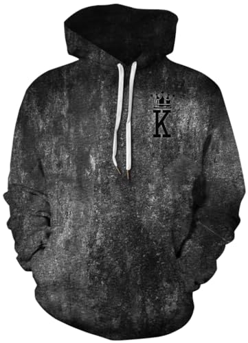 Ocean Plus Herren 3D Mehrfarbig Hoodie Schädel Kapuzenpullover Bunt Wolf Pulli Totenkopf Sweatshirt mit Kapuzen (XL (Brustumfang: 122-142CM), Dunkelgrau) von Ocean Plus