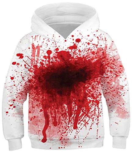 Ocean Plus Jungen Kapuzenpullover Digitaldruck Hoodie Langarmshirt Pullover Sweatshirts mit Kapuze (L (Körpergröße: 145-150cm), Blut) von Ocean Plus