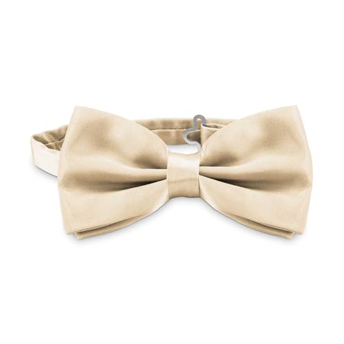 OcioDual Elegante Fliege für Männer in Beige Unifarbenes Design mit verstellbarem Clip-Hakenverschluss, 12 cm x 6 cm, Feiern, Partys, Arbeit, Hochzeiten und Events von OcioDual