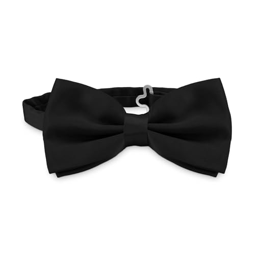 OcioDual Elegante Fliege für Männer in Scwarz Unifarbenes Design mit verstellbarem Clip-Hakenverschluss, 12 cm x 6 cm, Feiern, Partys, Arbeit, Hochzeiten und Events von OcioDual