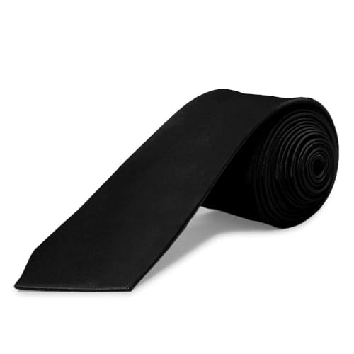 OcioDual Krawatte Herren Hochzeit Konfirmation Slim Tie Retro Business Schlips schwarzer Satin Schwarz von OcioDual