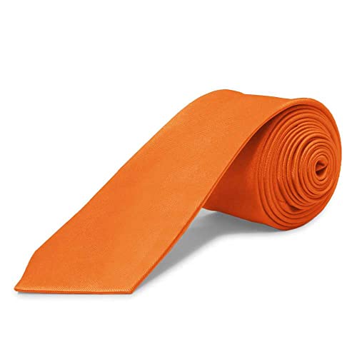 OcioDual Schmale Unisex-Krawatte ohne Satindruck für Feiern und Veranstaltungen 100% Orangefarbenes Polyester von OcioDual