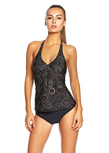 Octopus Angesagtes Tankini Set mit Hotpants/Bikinislip f3075 Farbe: Tankini Schwarz/Braun Bedruckt A(1074)-S4(sw), Gr. 40 von Octopus