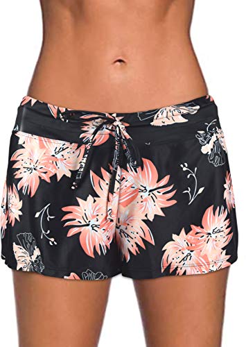 Octopus Damen Badehose Hotpants Badeshorts Schwimmhose Schwimmshorts Bikini Unterteil f5631 Farbe: HP9(1448) Hotpants Schwarz geblümt, Gr. 48 von Octopus