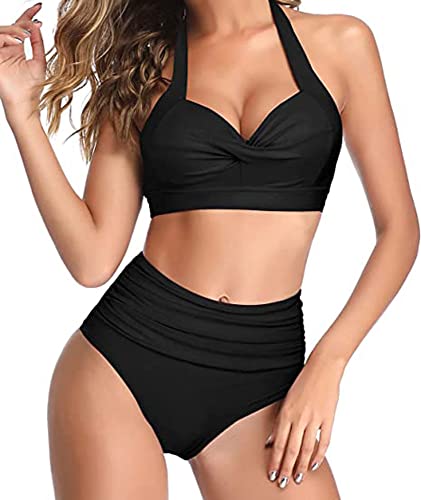 Octopus Trendiger Damen Bügel Bikini 2tlg. Bademode Set High Waist Slip f5530 Farbe: Bikini Oberteil Schwarz, Slip Schwarz B26(sw)-S11(sw), Gr. 3XL von Octopus