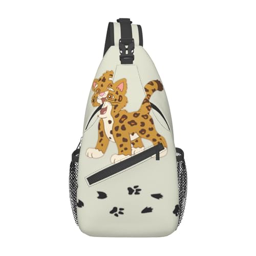 Cooler Retro-Totenkopf-Grafikdruck, Umhängetasche, Schultertasche, Rucksack für Damen, Reisen, Wandern, Brusttasche, Tagesrucksack, Niedlicher Jaguar-Baby, Einheitsgröße von OdDdot