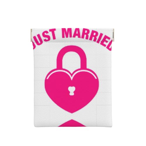 Just Married Geldbörse aus Leder, kleine Kleingeldtasche, Geldbörse, Quetsch-Münzgeldbörse für Männer und Frauen, Just Married, Einheitsgröße, Münztasche von OdDdot