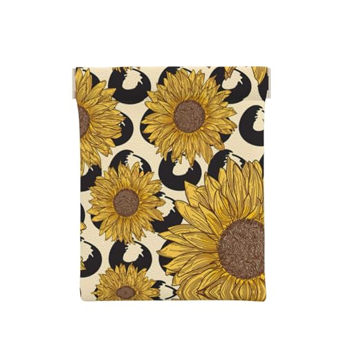 Münzgeldbörse aus Leder mit Totenkopf-Aufdruck, kleine Kleingeldtasche, Geldbörse zum Zusammendrücken, für Damen und Herren, sonnenblume, Einheitsgröße, Münztasche von OdDdot