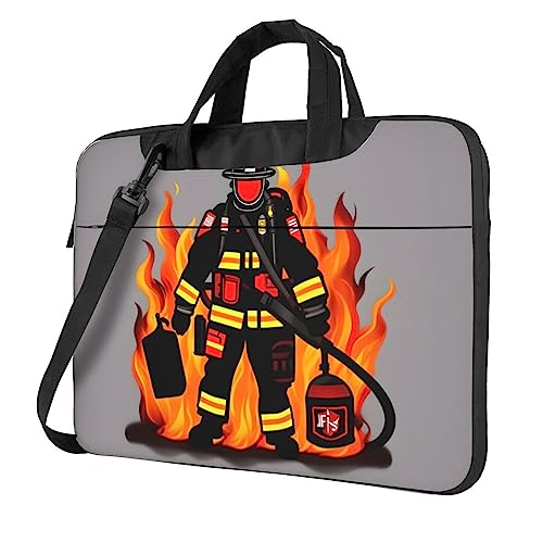 OdDdot Laptoptasche 15,6 Zoll - Weiche Schutztasche - Multifunktionale Umhängetasche mit Griff und Taschen Weiß Natur Grüner Zweig, Feuerwehrmann Feuerwehrmann, 13 inch von OdDdot