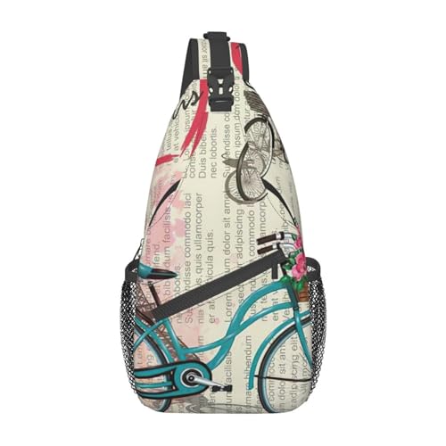 Umhängetasche mit Erdbeer-Druck, Schultertasche, Rucksack für Damen, Reisen, Wandern, Brusttasche, Tagesrucksack, Eiffelturm Fahrrad, Einheitsgröße von OdDdot