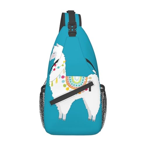 OdDdot Umhängetasche mit Leuchtturm-Aufdruck am Meer, Schultertasche, für Damen, Reisen, Wandern, Brusttasche, Tagesrucksack, Llama, Einheitsgröße von OdDdot