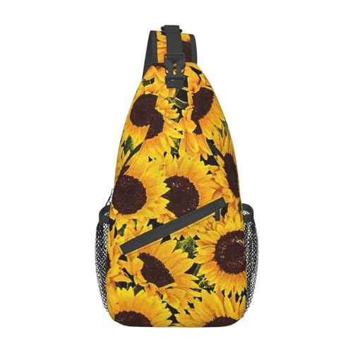 Umhängetasche mit blühendem Hibiskusblumen-Druck, Umhängetasche, Schultertasche, für Damen, Reisen, Wandern, Brusttasche, Tagesrucksack, Gelbe Sonnenblumen, Einheitsgröße von OdDdot