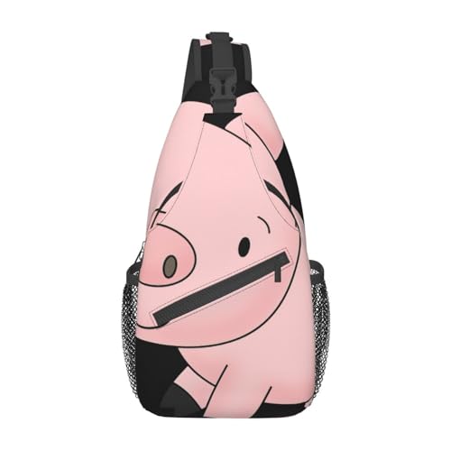 Umhängetasche mit echtem Fischdruck, Schultertasche, für Damen, Reisen, Wandern, Brusttasche, Sparschwein, Einheitsgröße von OdDdot