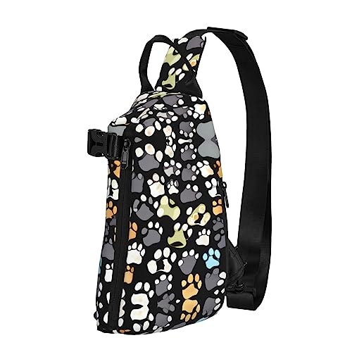 Wasserdichte Polyester-Gürteltasche, langlebig und leicht, Crossbody-Schultertasche für Damen, ideal für Reisen, Feuerwehrmann, Feuerwehrmann, Hundepfotenabdrücke 2-Standard-Skala-2_00x, Einheitsgröße von OdDdot