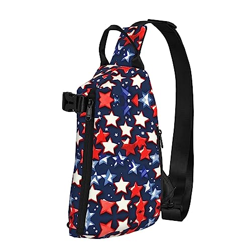 Wasserdichte Polyester-Gürteltasche, langlebig und leicht, Crossbody-Schultertasche für Damen, ideal für Reisen, Stiefmütterchen, Perfektionsdruck, Patriotische Sterne Streifen Unabhängigkeitstag, von OdDdot