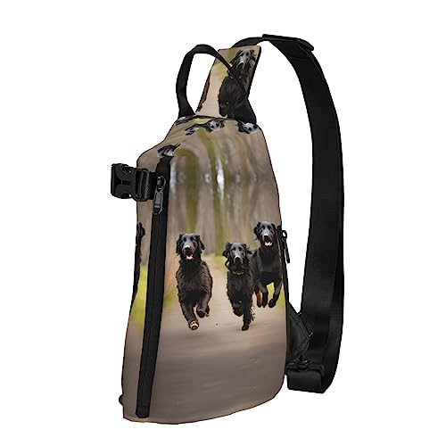 Wasserdichte Polyester-Gürteltasche, langlebig und leicht, Crossbody-Schultertasche für Damen, ideal für Reisen, US-Militärsoldaten, patriotischer Gedenktag, Trotting Flat Coated Retrievers Pfote, von OdDdot