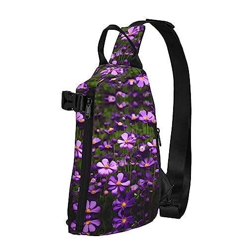 Wasserdichte Polyester-Gürteltasche, langlebig und leicht, Crossbody-Schultertasche für Damen, ideal für Reisen, violette Blumen, Violette Blume, Einheitsgröße von OdDdot