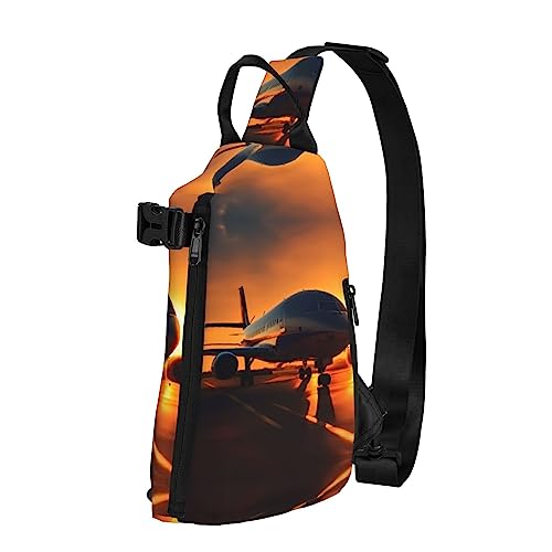 Wasserdichte Polyester-Gürteltasche, langlebig und leicht, Crossbody-Schultertasche für Damen, ideal für Reisen im Flugzeug bei Sonnenuntergang, Flugzeug bei Sonnenuntergang, Einheitsgröße von OdDdot