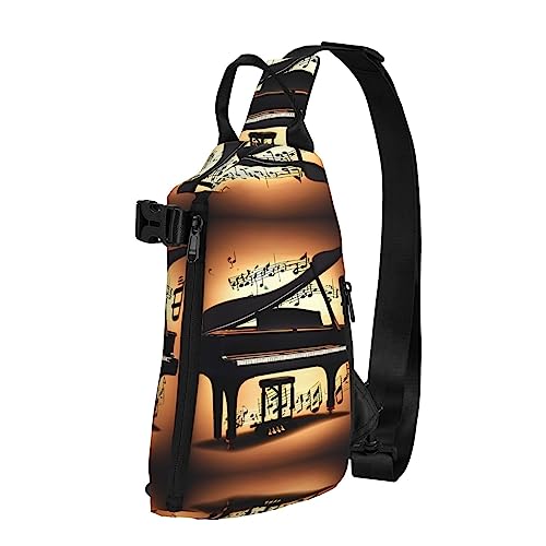 Wasserdichte Polyester-Gürteltasche, langlebig und leicht, Crossbody-Schultertasche für Damen, ideal für Reisen mit Klavier mit Musiknoten, Klavier Violine und Musiknoten, Einheitsgröße von OdDdot