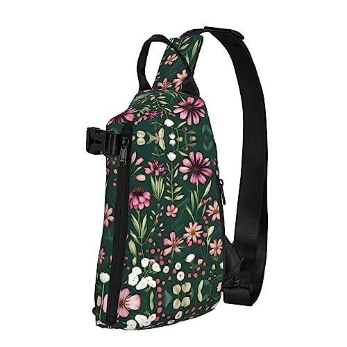 Wasserdichte Polyester-Gürteltasche, langlebig und leicht, Crossbody-Schultertasche für Damen, ideal für Reisen mit Pommerschen Muster, Pflanze Blumen Blumen, Einheitsgröße von OdDdot