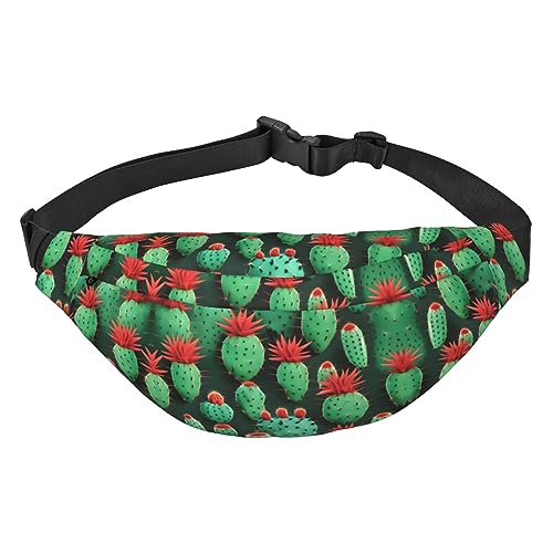 Wasserdichte Gürteltasche aus Polyester mit – leichte und langlebige Umhängetasche für Damen und Herren, Natur, violette Blumen, Wiese, Berglandschaft, Viele kleine Kaktuskunst, Einheitsgröße von Odddot