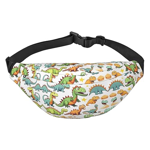 Wasserdichte Gürteltasche aus Polyester mit – leichte und langlebige Umhängetasche für Damen und Herren, niedliche Kuh mit Punkten, Cartoon-Dinosaurier-Bilder., Einheitsgröße von Odddot