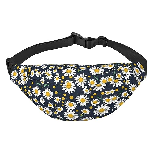 Wasserdichte Gürteltasche aus Polyester mit – leichte und langlebige Umhängetasche für Männer und Frauen, lustige Katzen, Vögel und Blumen, Blumenmuster mit Gänseblümchen, Einheitsgröße von Odddot