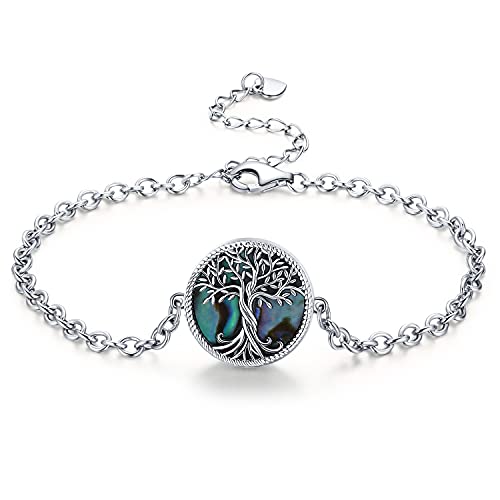 Baum des Lebens Armband Damen 925 Sterling Silber, Lebensbaum Armbänder Symbol Unsterblich Verstellbar Armkette Valentinstag Weihnachten Muttertag Geburtstagsgeschenk für Frauen Ehefrau mama von Odinstone