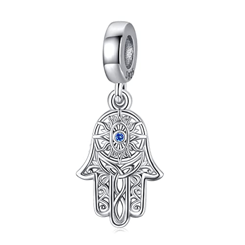 Charms Hamsa Hand für Pandora, Damen Fatima Hand Charm Anhänger 925 Sterling Silber Bead Charms Passen Europäisch Armband Anhänge Schmuck Geschenk für Frauen von Odinstone