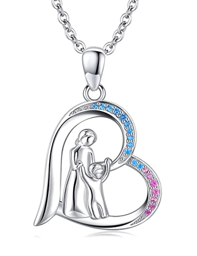 Mutter Tochter Kette, Geschenk für Mutter Damen Anhänger 925 Sterling Silber Mutter und Kind Halskette, Originelles Design Personalisierte Schmuckgeschenke für Frauen, Mutter, Tochter von Odinstone