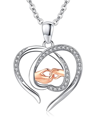 Mutter Tochter Kette, Geschenk für Mutter Damen Anhänger 925 Sterling Silber Mutter und Kind Halskette, Originelles Design Personalisierte Schmuckgeschenke für Frauen, Mutter, Tochter von Odinstone