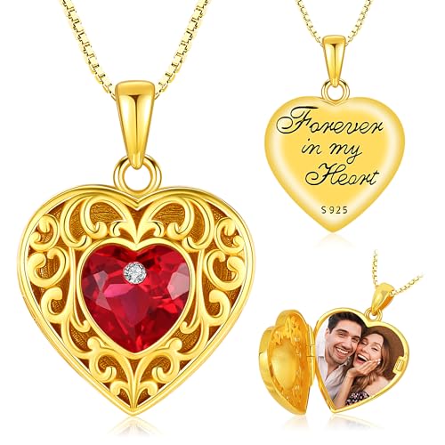 Odinstone Herz Medaillon zum öffnen für bilder Halskette für Frauen, 925 Sterling Silber Anhänger Foto Halter halten Liebe Erinnerung Schmuck Geschenke für Mama Frau Freundin von Odinstone