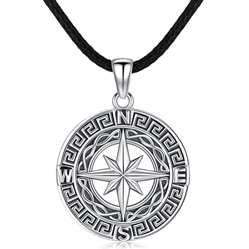 Odinstone Kompass Kette 925 Sterling Silber Kompass Halskette Anhänger Inspiration schmuck Amulett für Herren von Odinstone