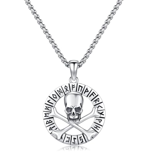 Odinstone Totenkopf Kette 925 Sterling SilberHerren Wikinger Kette Gothic Totenkopf Anhänger Schmuck Geschenke für Damen Männer von Odinstone