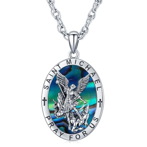 Saint Michael Halskette für Herren 925 Sterling Silber Anhänger Herren Kette Amulett Schmuck für Herren Damen mit Edelstahl Kette von Odinstone