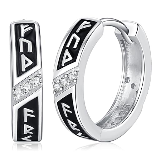 Wikinger Ohrringe für Herren Frauen, 925 Sterling Silber Nordische Wikinger Ohrringe Viking Rune Ohrschmuck Schmuck für Herren Damen von Odinstone