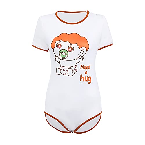 Damen Erwachsene Body ABDL DDLG Kleidung Kurzarm Papas Dessous Neuheit Strampler Nachtwäsche Onesie Pyjama Teddy Shorts Overall Trikot Schlafanzüge Baby M von Odizli