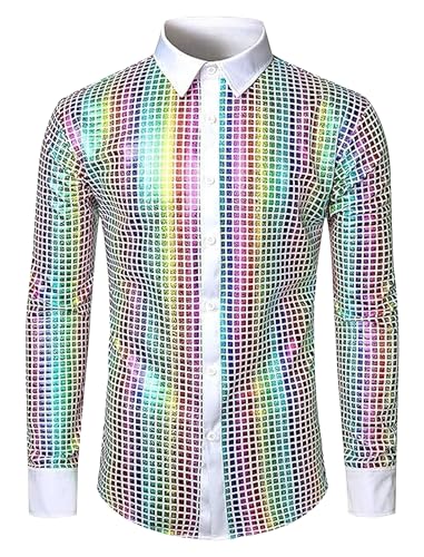 Odizli 70er Jahre Outfit Herren 80er 90er Jahre Hippie Glitzer Pailletten Langarm Hemd Glitzerhemd Silvester Party Schlager Mottoparty Disco Festival Karneval Abba Kostüm Faschingskostüme Weiß XXL Odizli 70er Jahre Outfit Herren 80er 90er Jahre Hippie Glitzer Pailletten Langarm Hemd Glitzerhemd Silvester Party Schlager Mottoparty Disco Festival Karneval Abba Kostüm Faschingskostüme Weiß XXL von Odizli