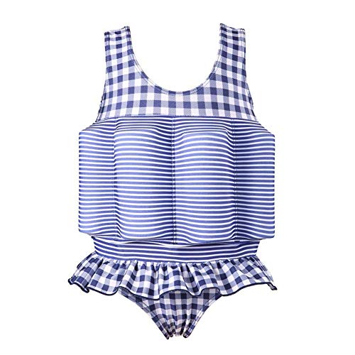 Odizli Badeanzug Mädchen Baby Kinder Kleinkind Jungen Schwimmweste Schwimmhilfe Schwimmanzug mit Verstellbarem Floating Schwimmkraft Bademode Schwimmen Lernen Ausbildung Anzug A#Blau-Plaid 6-7 Jahre von Odizli