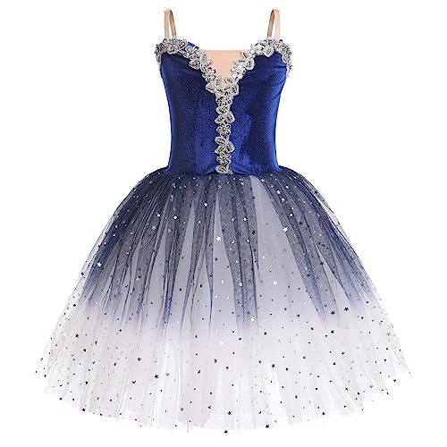 Odizli Ballettkleidung Mädchen Kinder Spitze Gestickt Glitter Ballettkleid Tanzbody Turnanzug Tüllkleid Tutu Tanzkleid Gymnastikanzug Ballettanzug Balletttrikot Ballerina Kleid Royal Blau 11-12 Jahre von Odizli