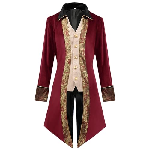Odizli Frack Herren Steampunk Mittelalter Kleidung Gothic Gehrock Smoking Mantel Jacke M�nner Vikings Piraten Vampir Kost�m Viktorianisches Renaissance Halloween Karneval Faschingskost�me Rot-B 3XL Odizli Frack Herren Steampunk Mittelalter Kleidung Gothic Gehrock Smoking Mantel Jacke M�nner Vikings Piraten Vampir Kost�m Viktorianisches Renaissance Halloween Karneval Faschingskost�me Rot-B 3XL von Odizli