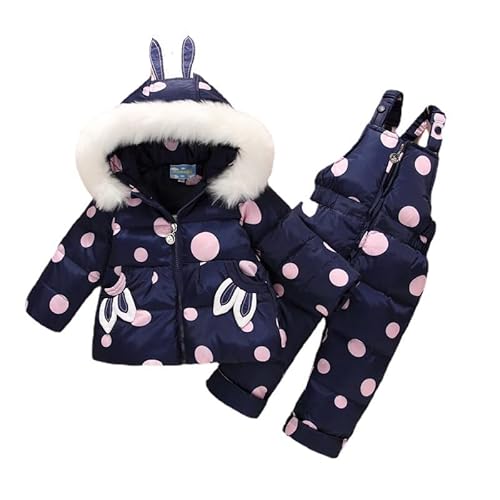 Odziezet Baby Cartoon Schneeanzug Outfit Mädchen Warm Winterjacke und Jumpsuit Jungen Skianzüge Schneeanzug Kleinkinder Winterjacken + Skihose Daunenjacke Daunenhose 1-4 Jahre (Dunkelblau,1-2 Jahre) von Odziezet