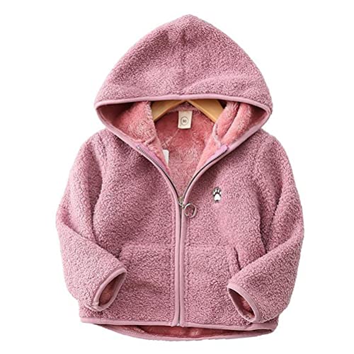 Odziezet Mädchen Polarfleecejacke Baby Mädchen Herbst Winter Kapuzenmantel Superweicher Flauschiger Kindermantel mit Fleecefutter Kinder Langarm Dicke Warme Oberbekleidung Kurze Jacke 3-9 Jahre von Odziezet