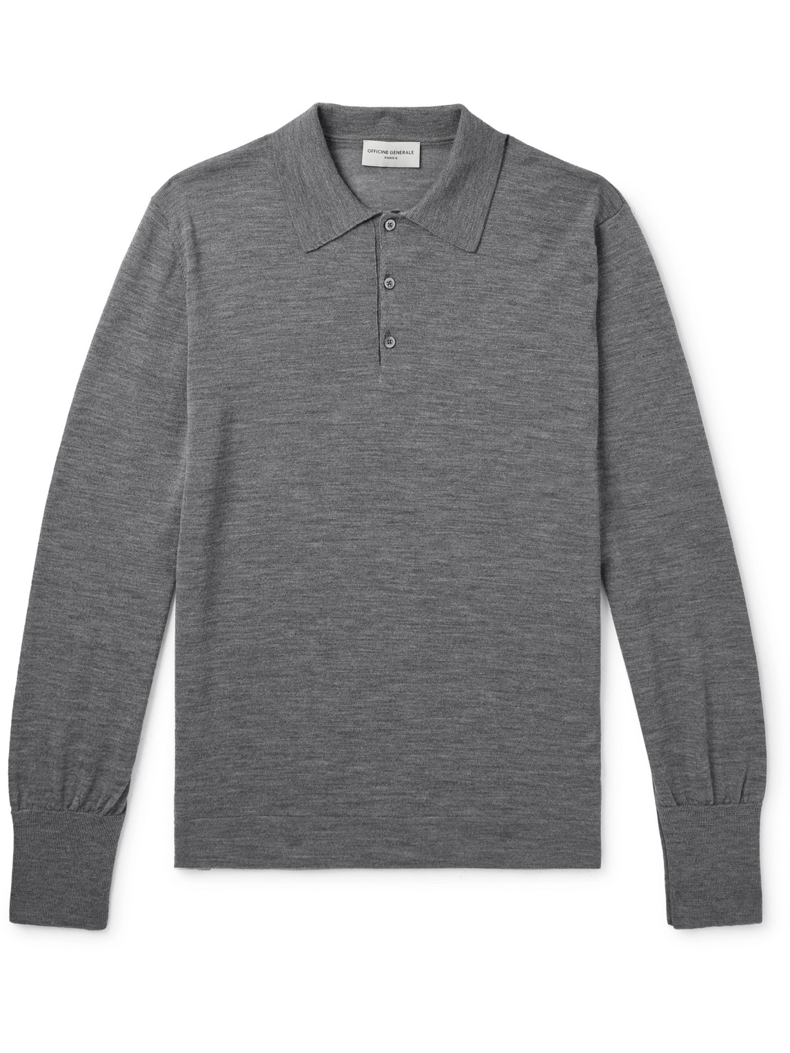Officine Générale - Brutus Slim-Fit Knitted Wool Polo Shirt - Men - Gray - XL von Officine Générale