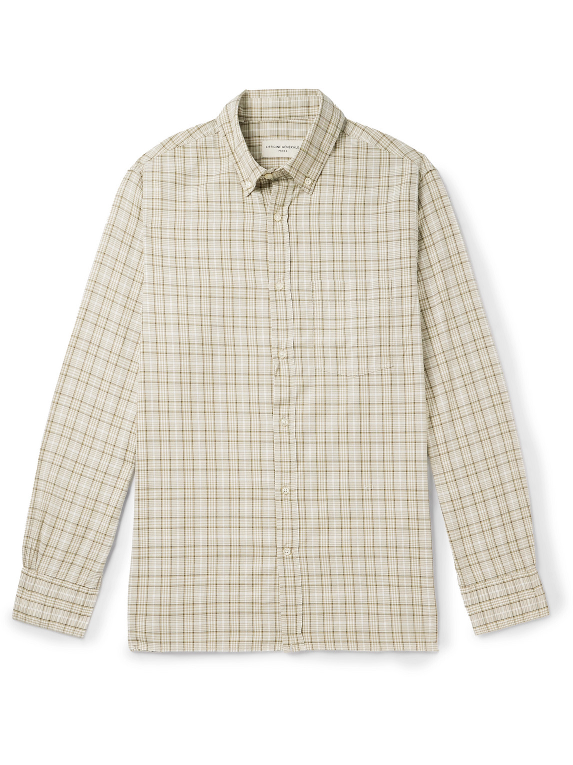 Officine Générale - Button-Down Collar Checked Organic Cotton-Twill Shirt - Men - Neutrals - S von Officine Générale